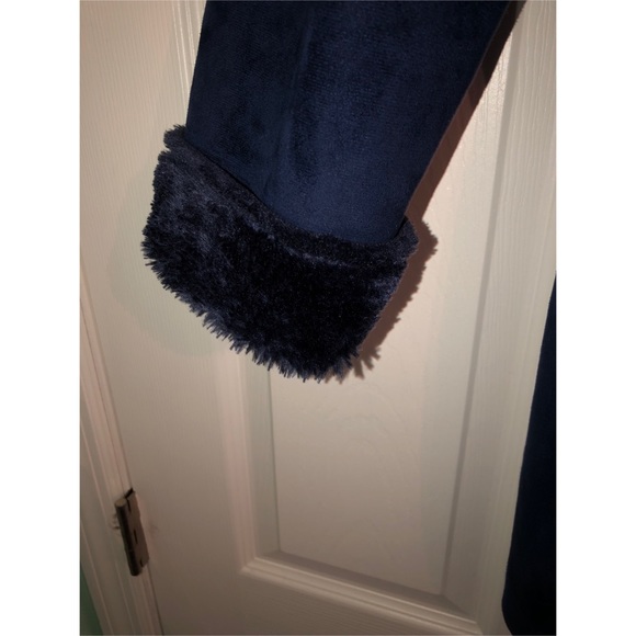 Denim & Co Navy Faux Suede Parka - Picture 2 of 8